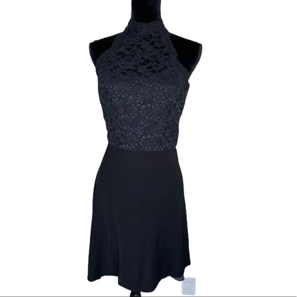 Kay Unger little black halter evening dress lace bodice size 8 - Picture 4 of 11